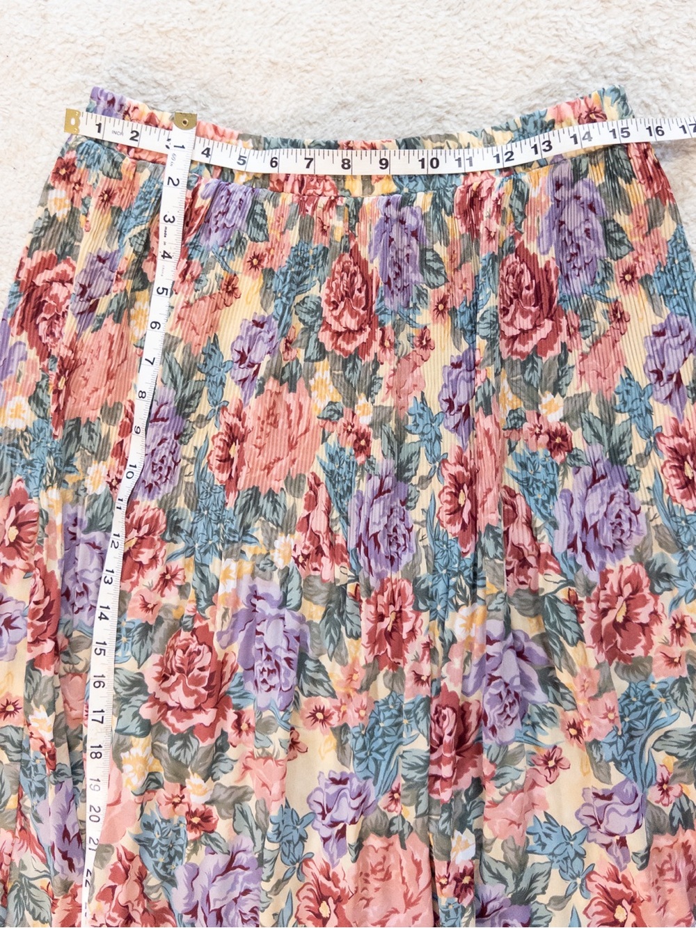 Vintage Sag Harbor Floral Pleated Midi Skirt Size Large Cottagecore - Picture 6 of 10